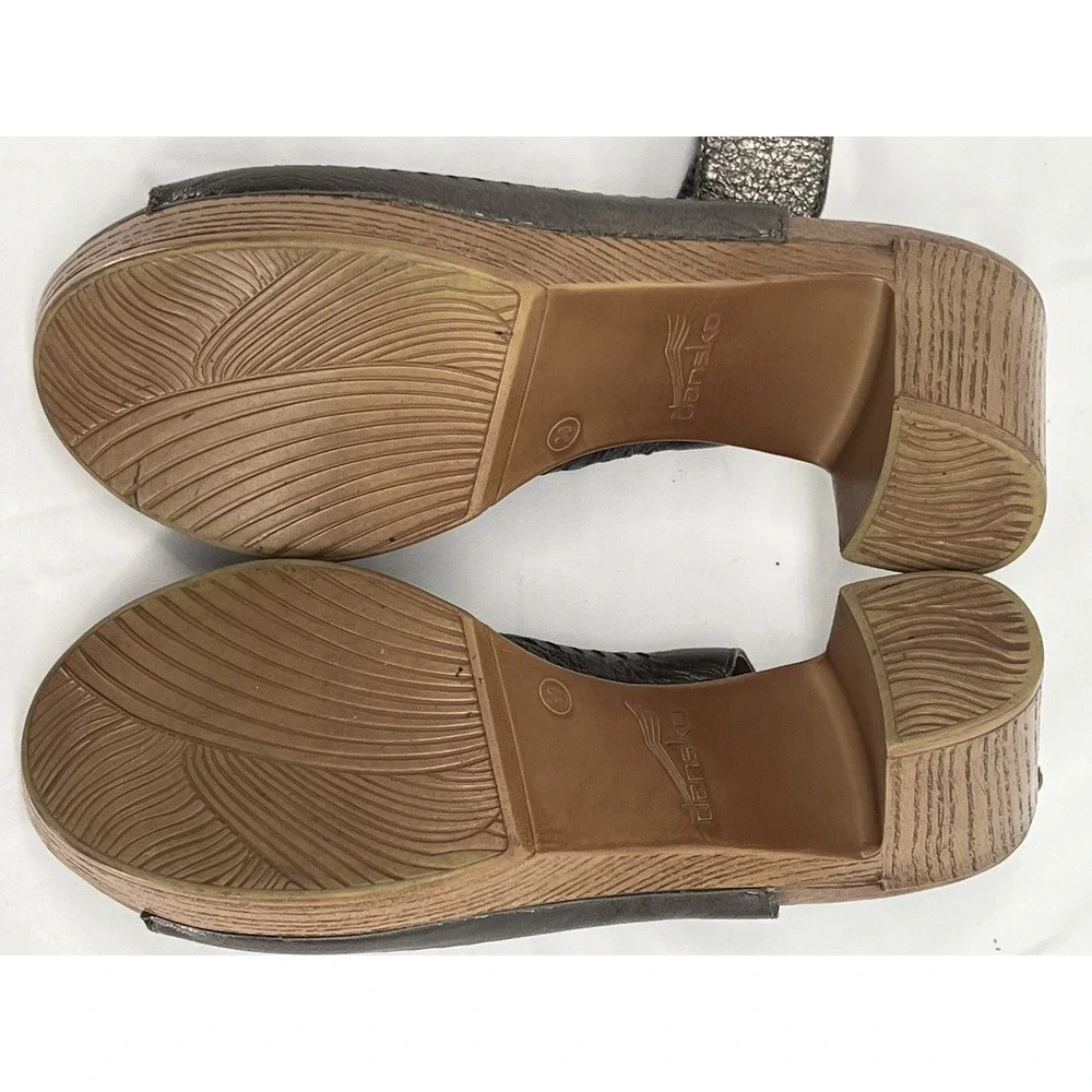 Dansko Danae Sandals Womens 39 Bronze Metallic Leather Block Heel Boho Festival
